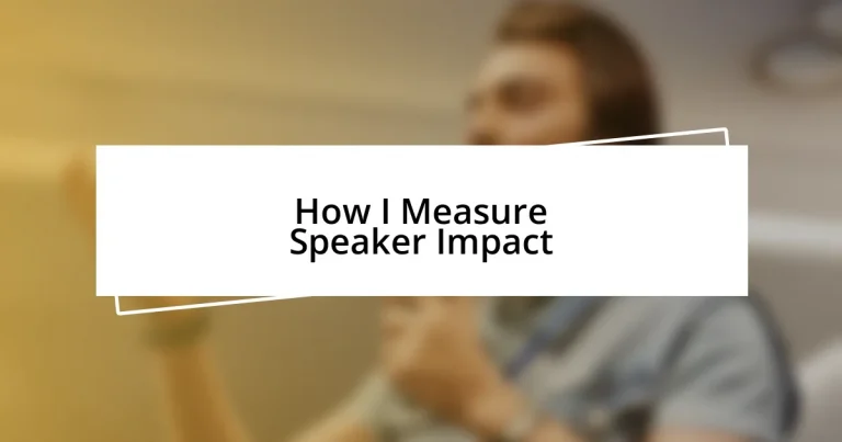 How I Measure Speaker Impact