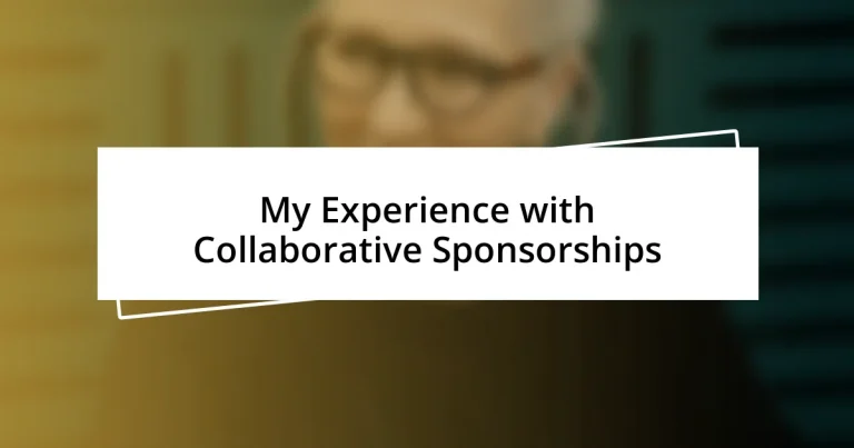 My Experience with Collaborative Sponsorships