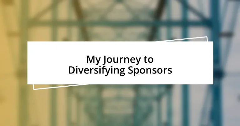 My Journey to Diversifying Sponsors