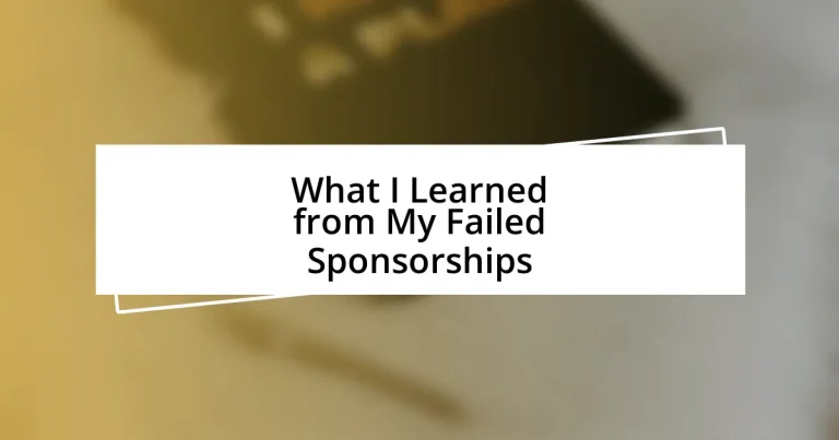 What I Learned from My Failed Sponsorships