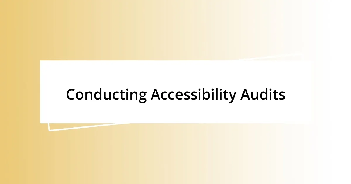 Conducting Accessibility Audits