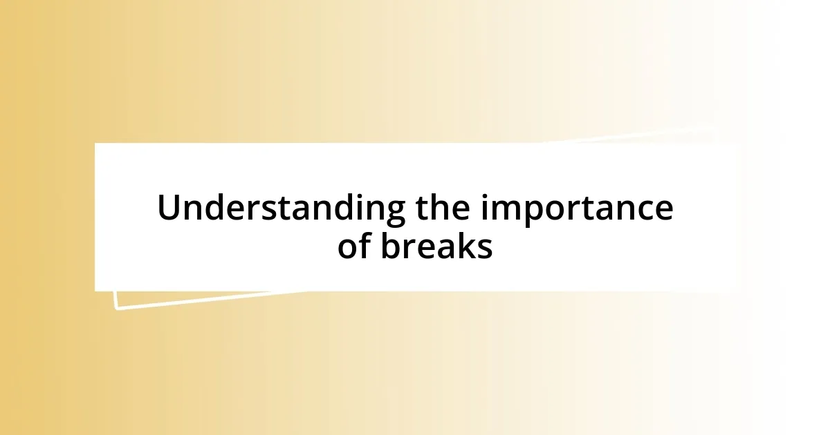 Understanding the importance of breaks