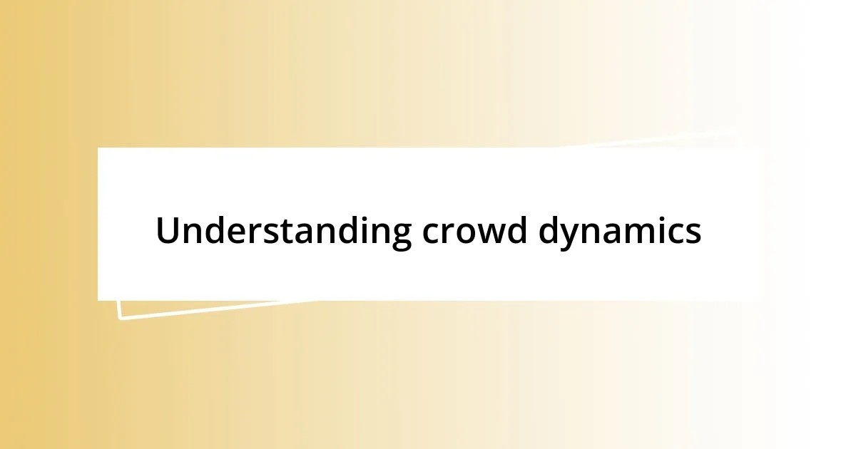 Understanding crowd dynamics