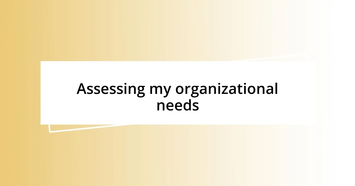 Assessing my organizational needs