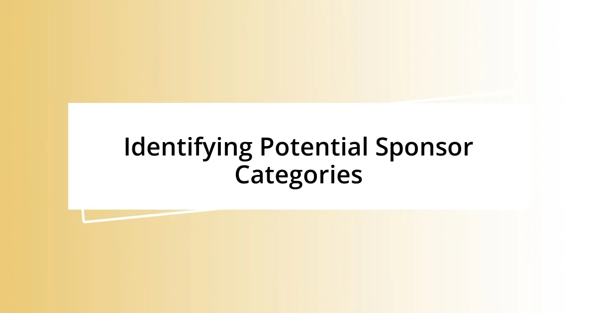 Identifying Potential Sponsor Categories