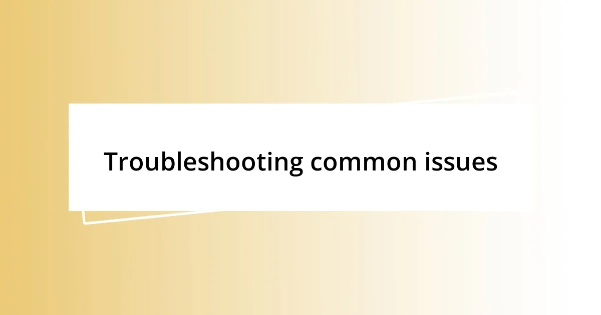 Troubleshooting common issues