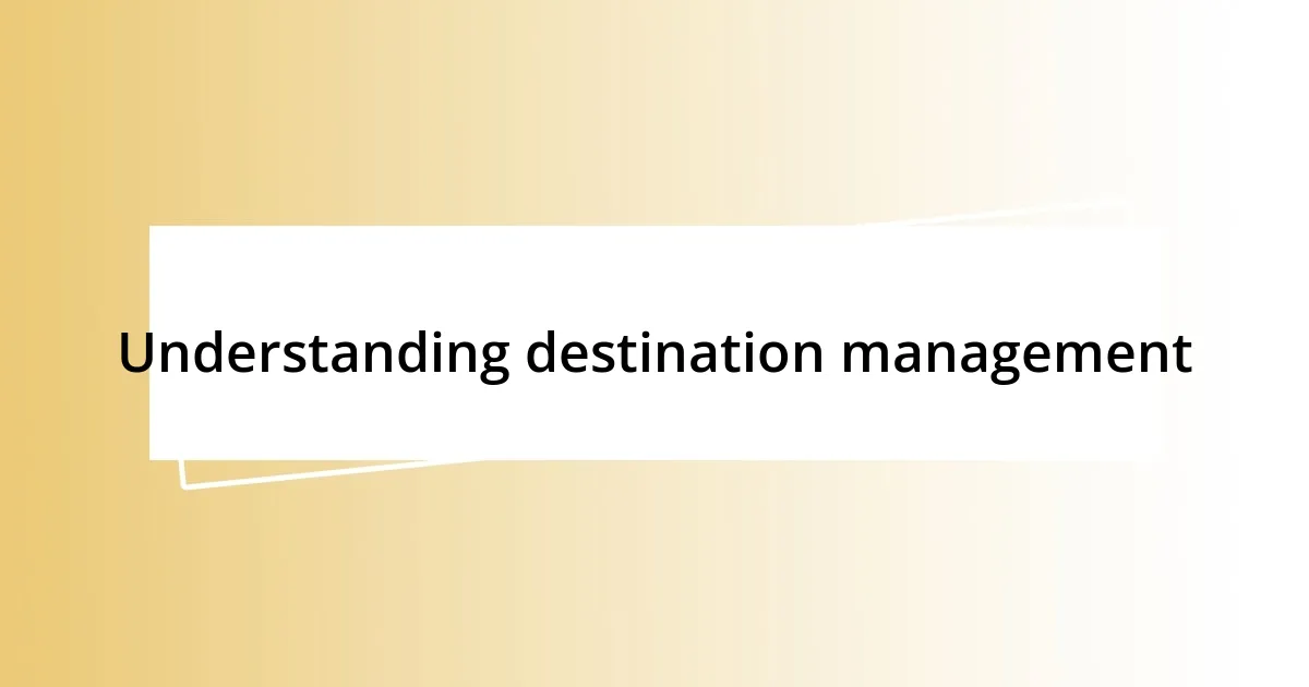 Understanding destination management