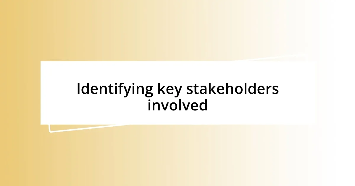 Identifying key stakeholders involved