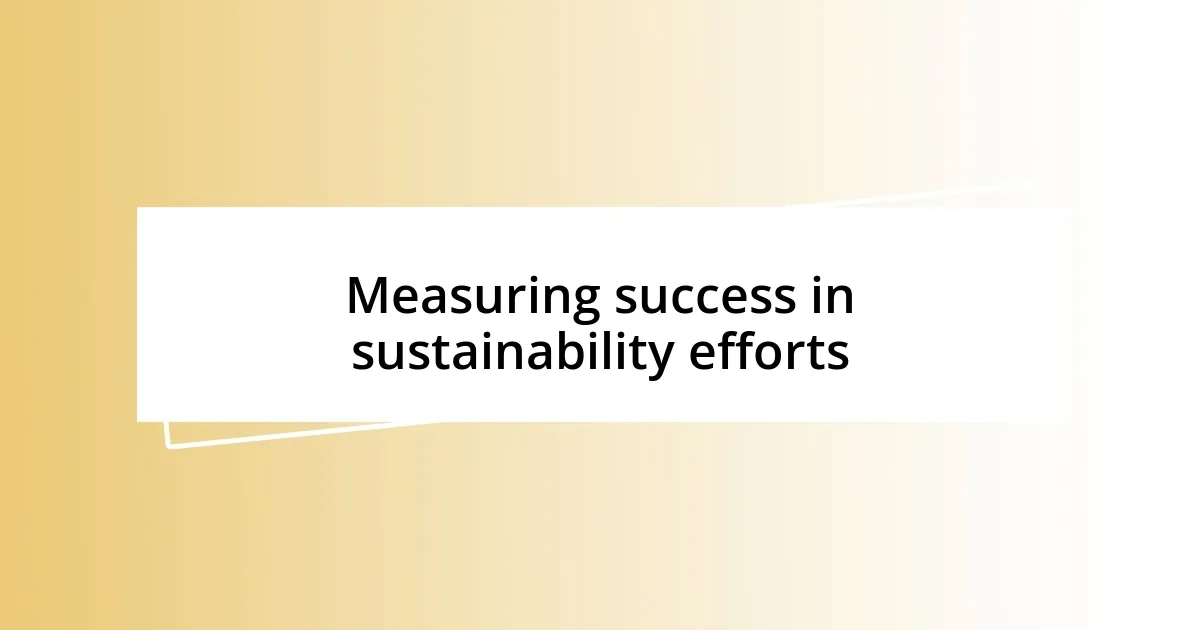 Measuring success in sustainability efforts