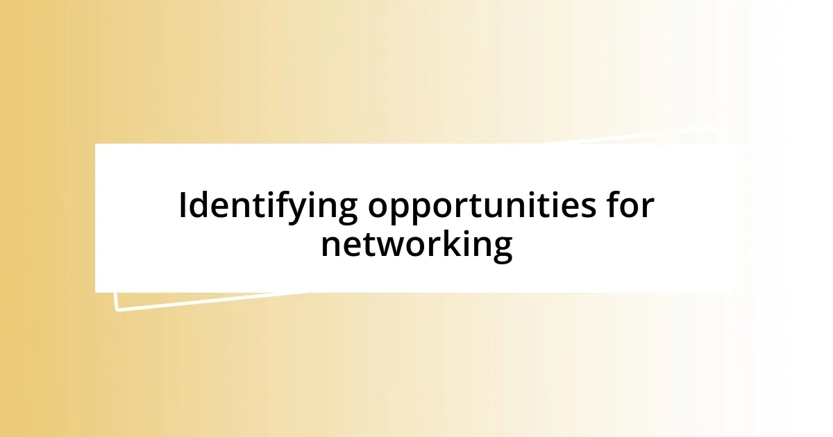 Identifying opportunities for networking