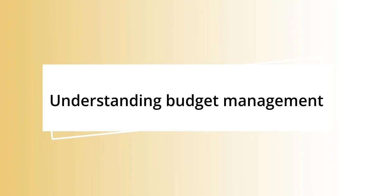 Understanding budget management